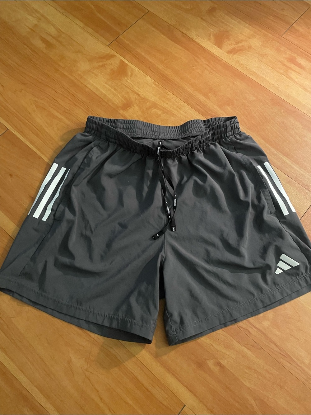 adidas Men's Dark Gray Athletic Shorts with White Side Stripes